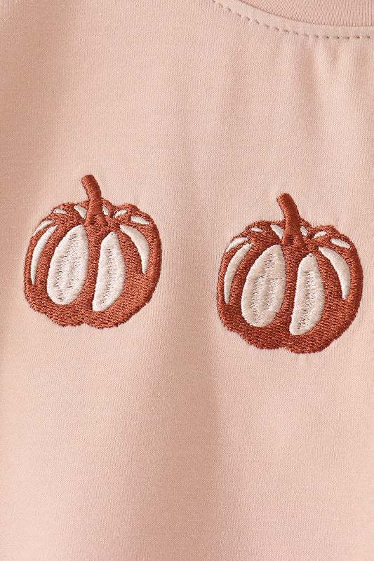 Leopard pumpkin embroidery top