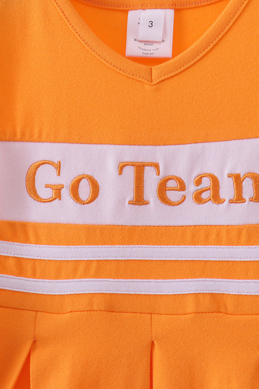 Premium Orange Tennessee Go Team embroidery ruffle dress