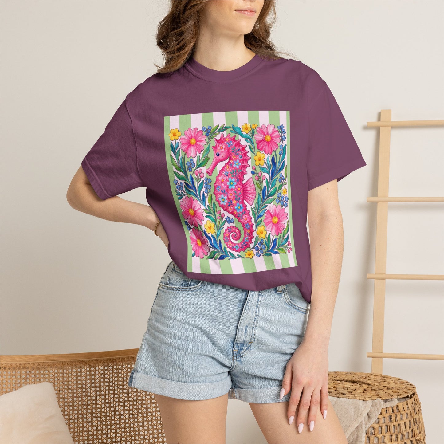 Comfort Colors Seahorse Floral T-Shirt