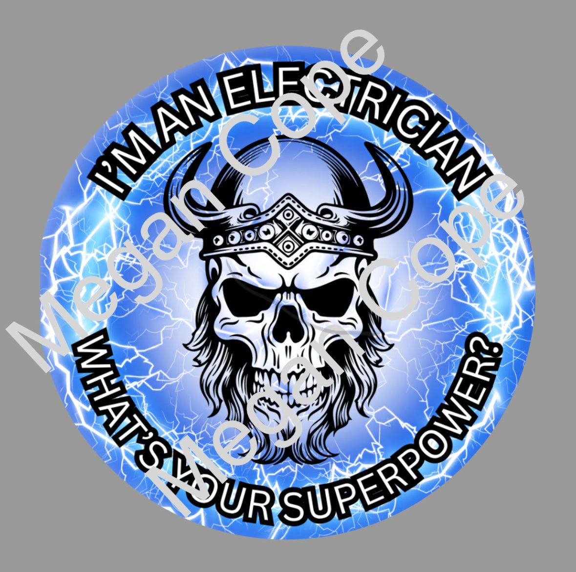 Blue electrician skull
