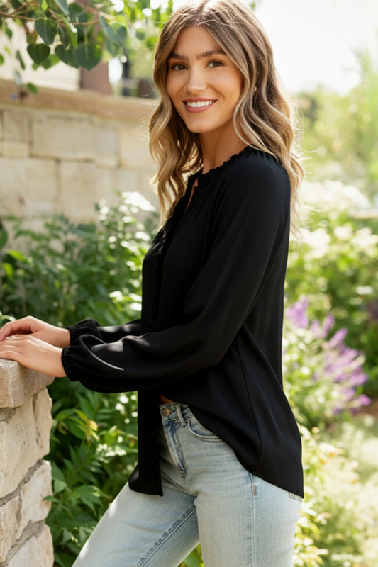 Effortlessly Edgy Button Down Blouse