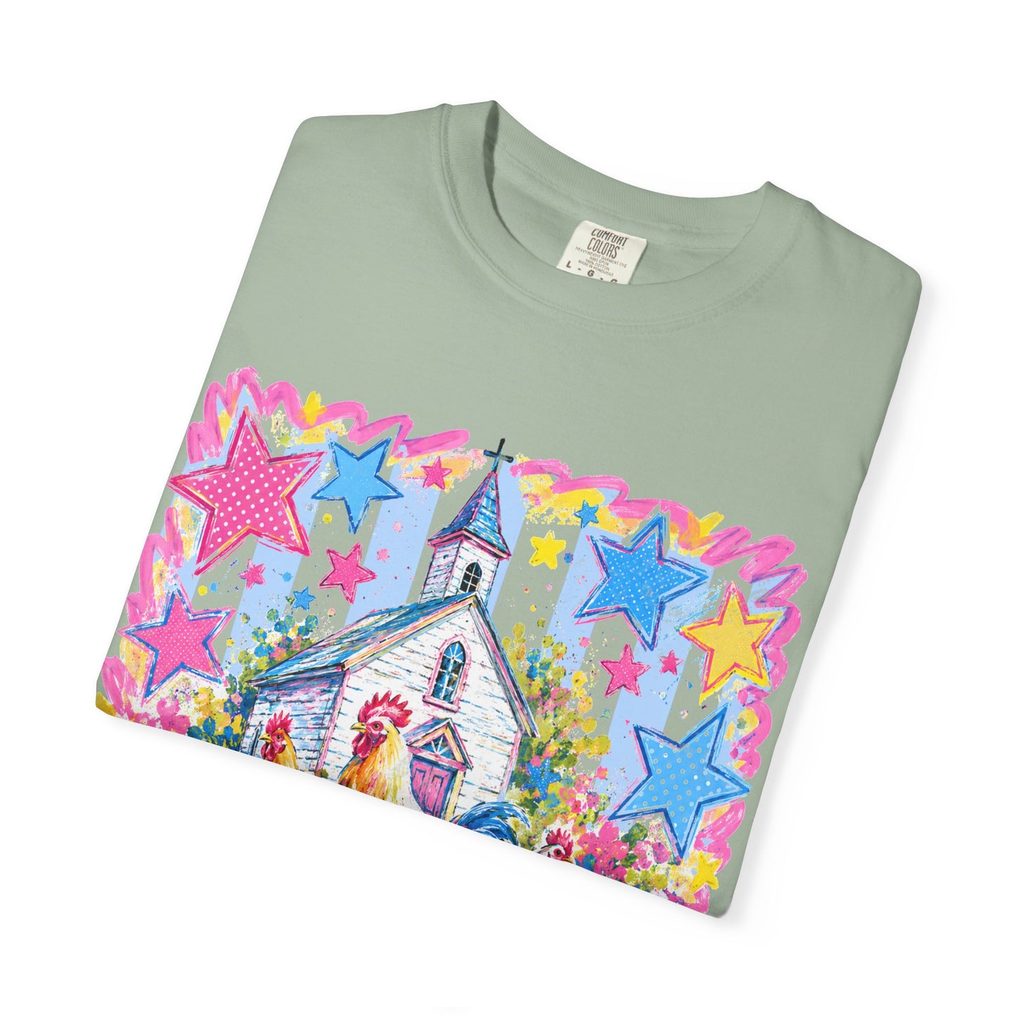 Chicken Raising, Jesus Praising T-Shirt — Farm Christian Graphic Tee