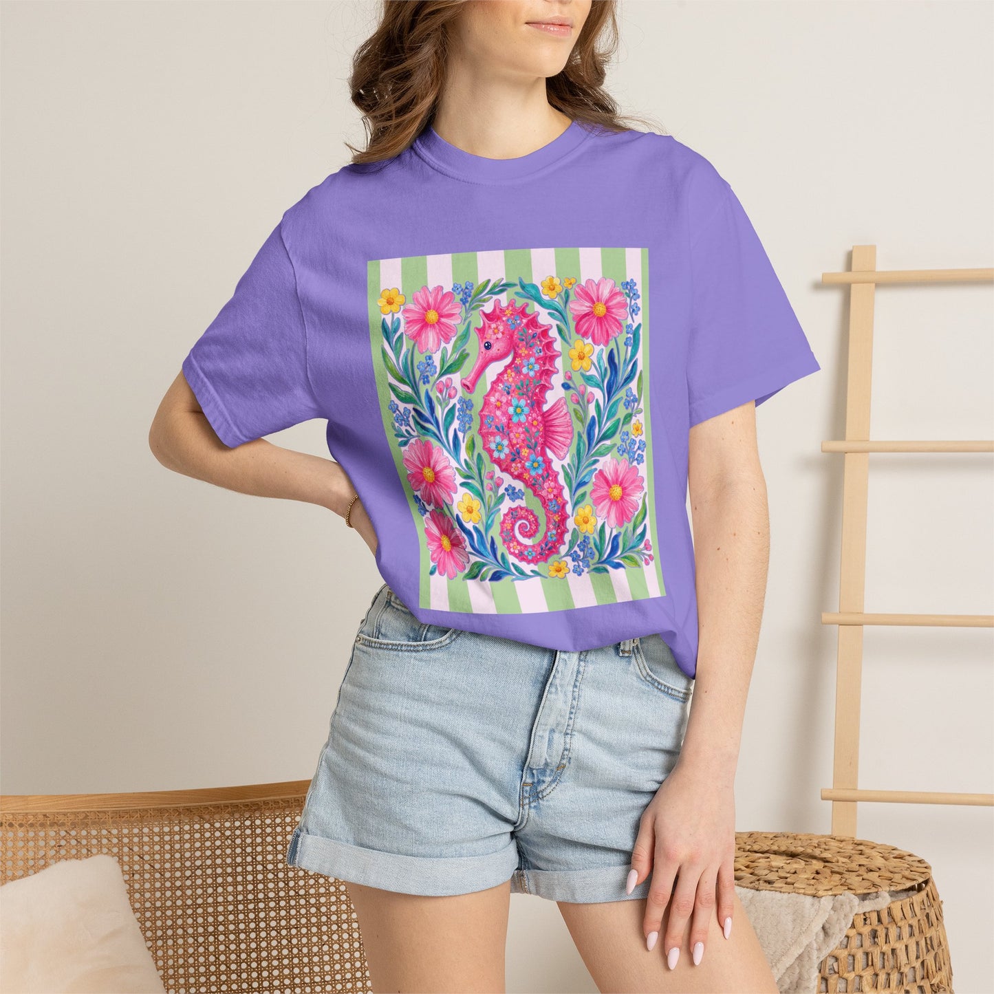 Comfort Colors Seahorse Floral T-Shirt