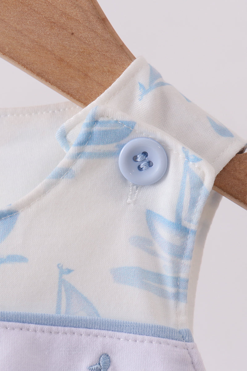 Blue Sailboat Embroidered Bubble