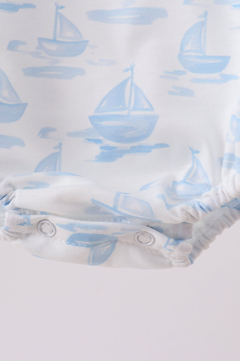 Blue Sailboat Embroidered Bubble