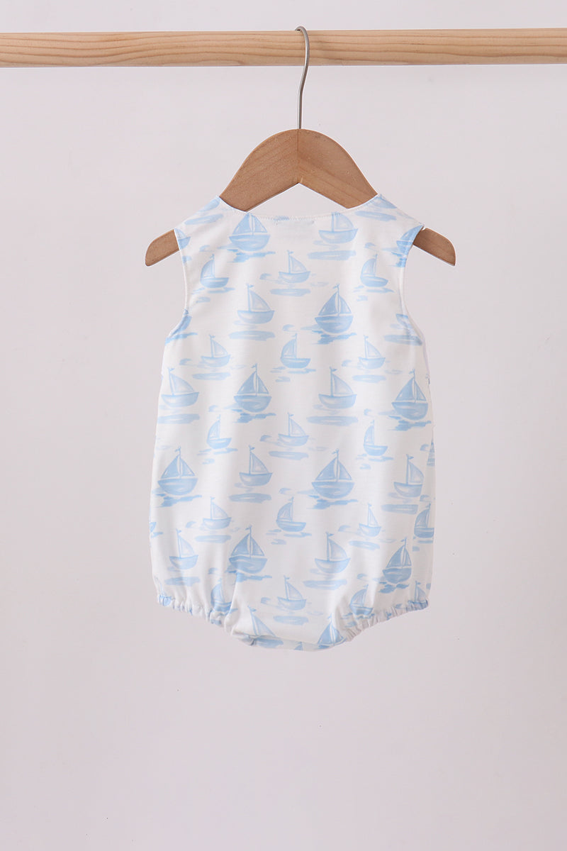 Blue Sailboat Embroidered Bubble