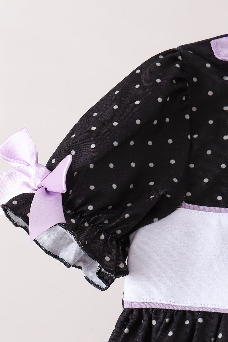 Black ghost spider embroidery ruffle dress