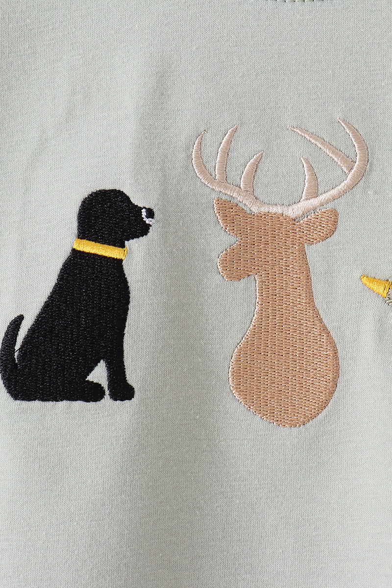 Sage hunting embroidery Pants set
