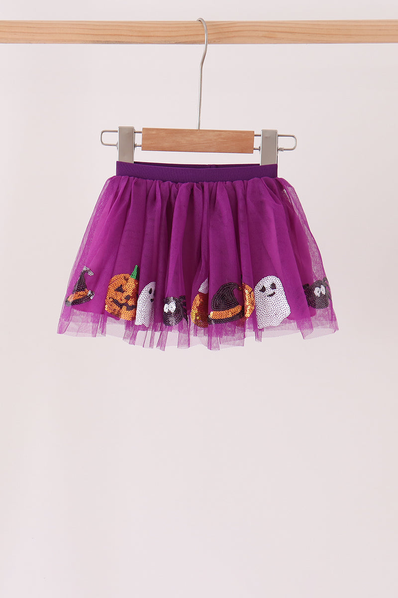 Purple pumpkin ghost sequin tutu skirts