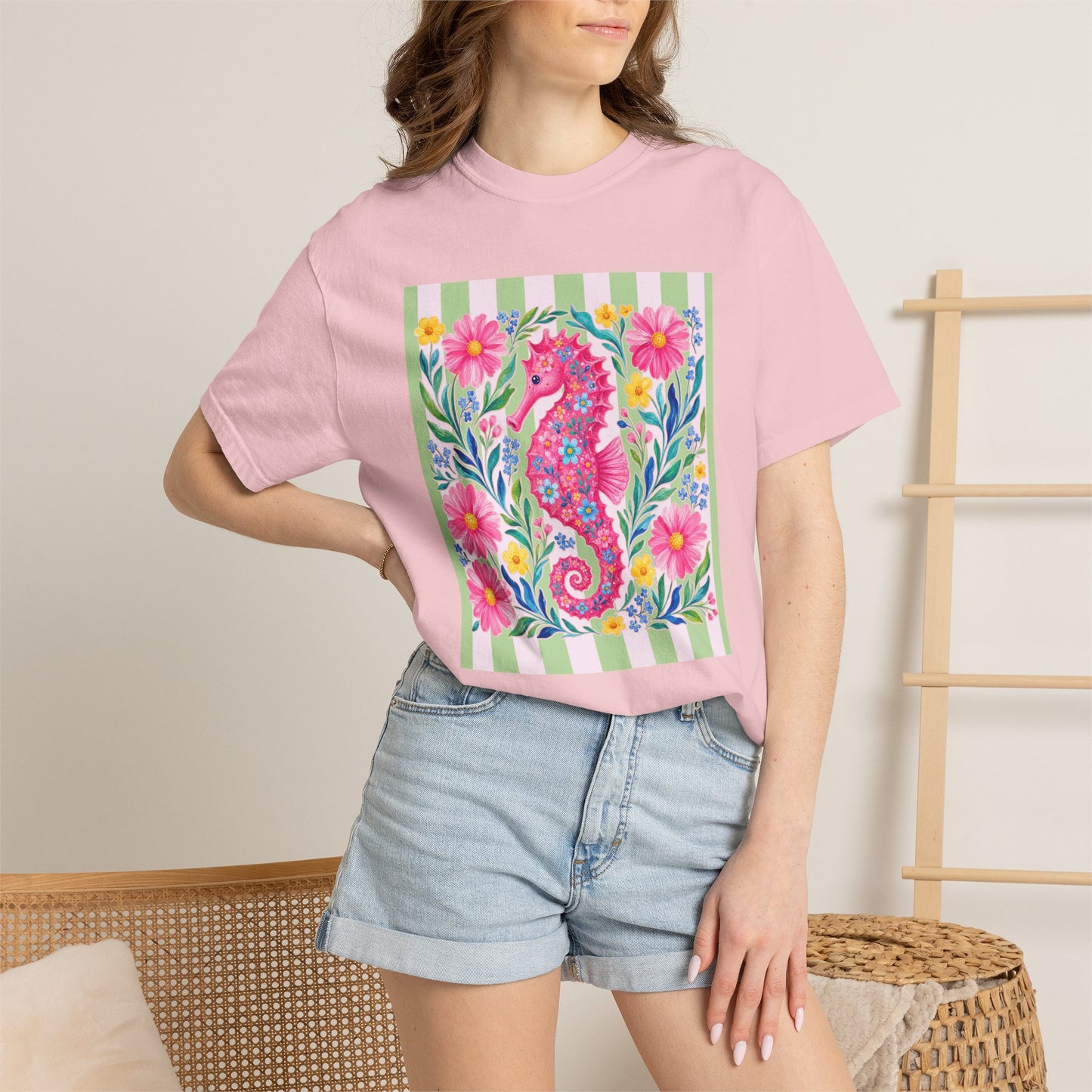 Comfort Colors Seahorse Floral T-Shirt