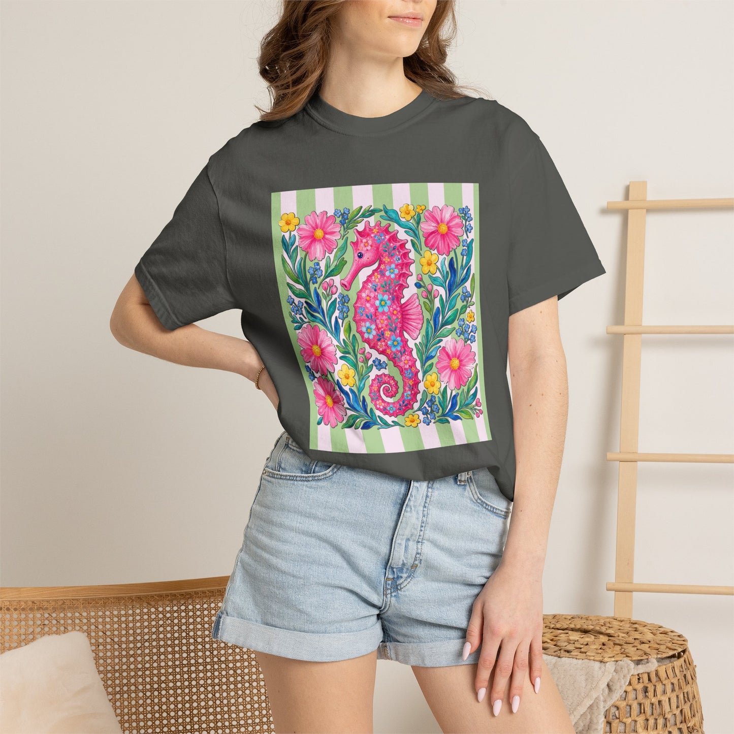Comfort Colors Seahorse Floral T-Shirt