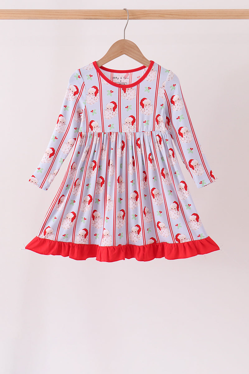 Blue santa claus bamboo ruffle dress
