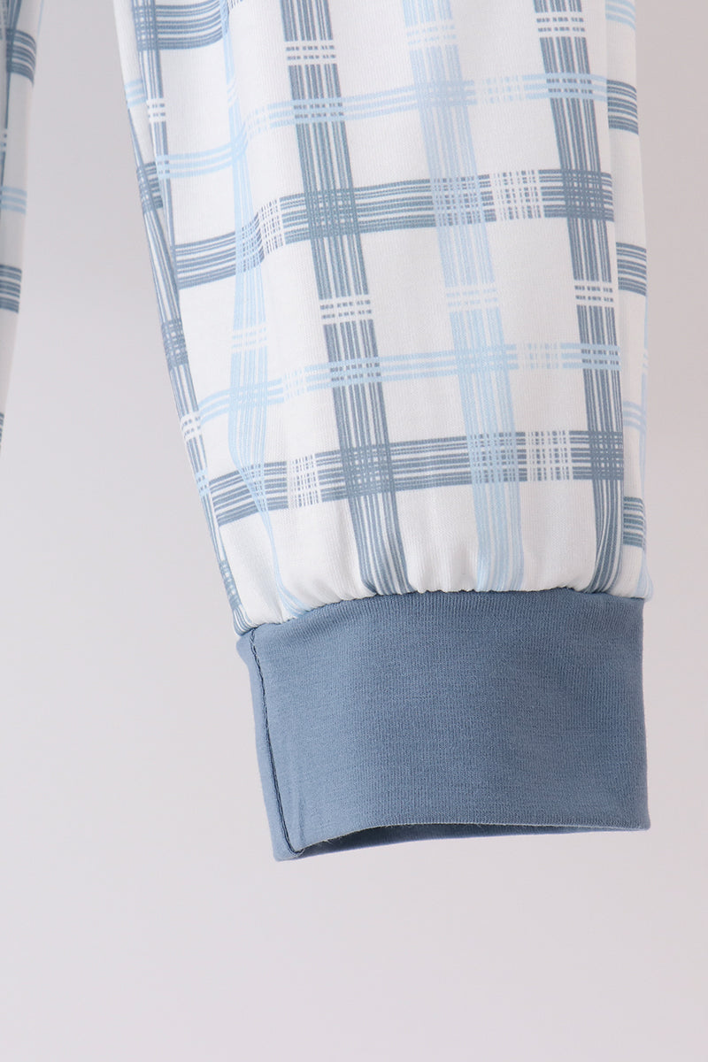 Blue plaid jogger set