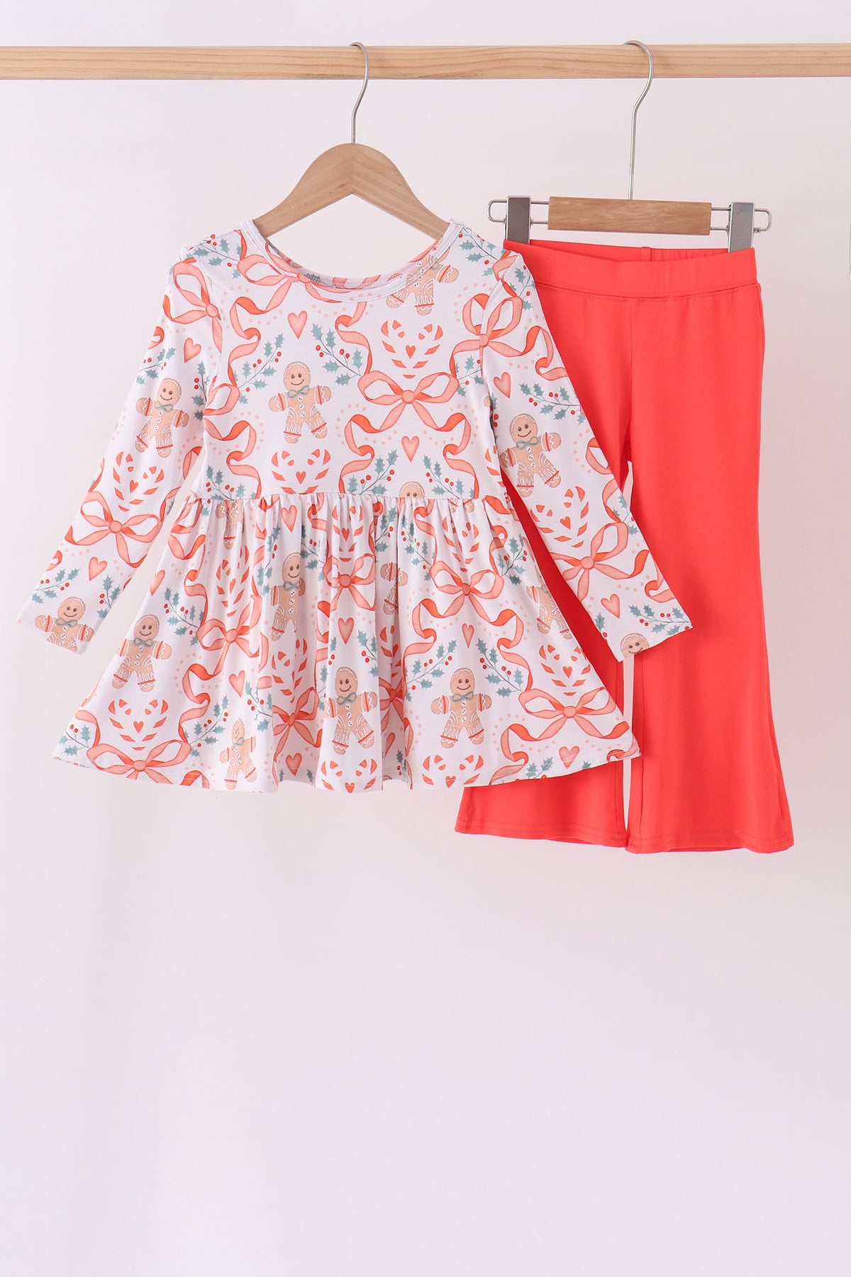Coral gingerbread bamboo pants set