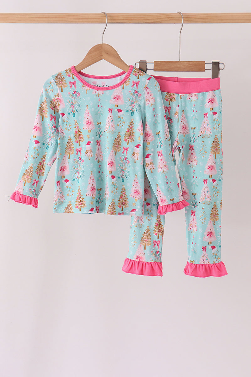 Green christmas tree bamboo pajama set