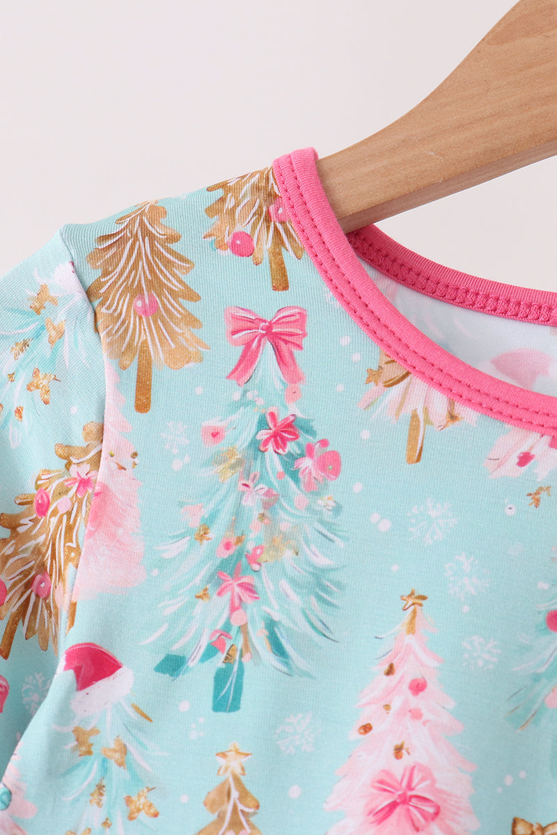 Green christmas tree bamboo pajama set