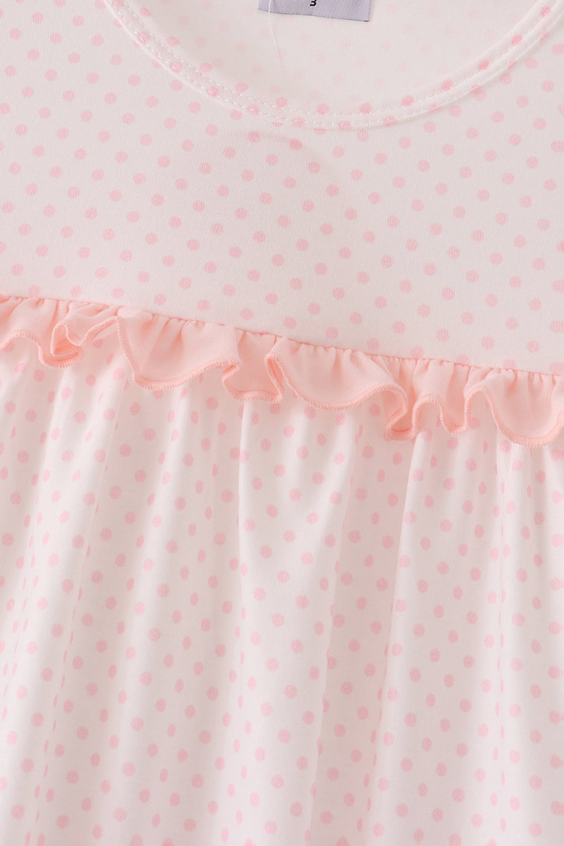 Pink santa claus dot applique ruffle dress