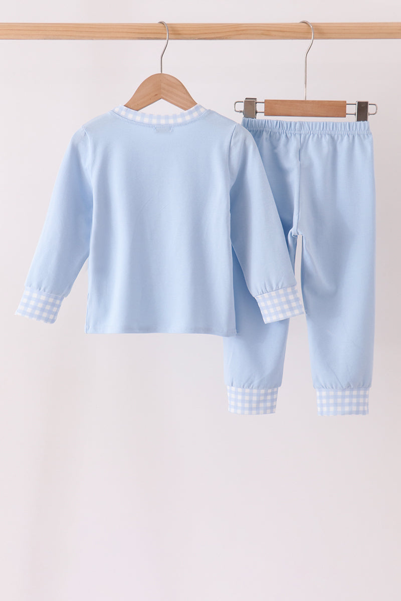 Blue skeleton print pants set