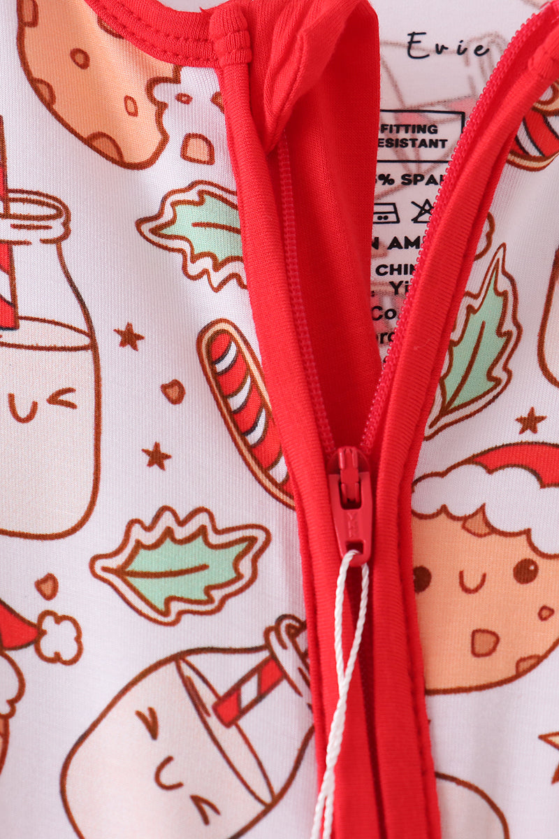Red milk cookie bamboo romper