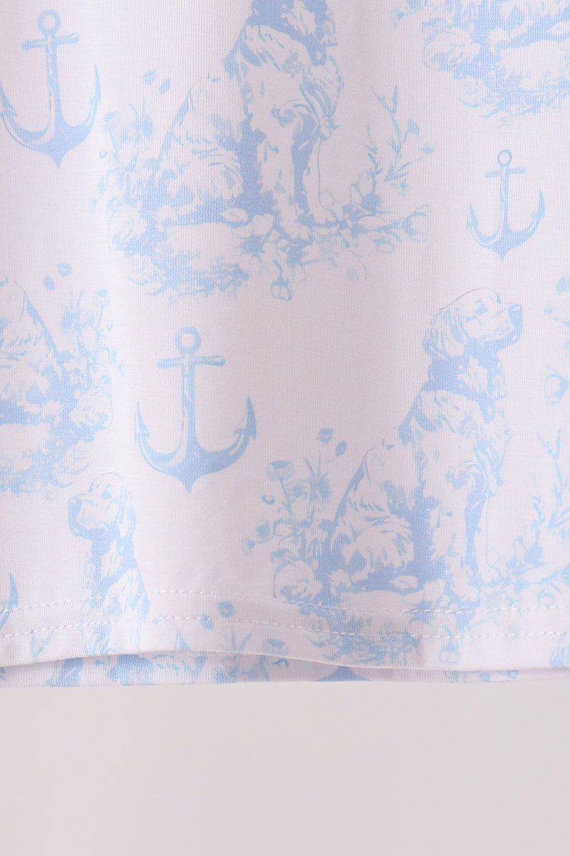 Blue dog bamboo pajama set