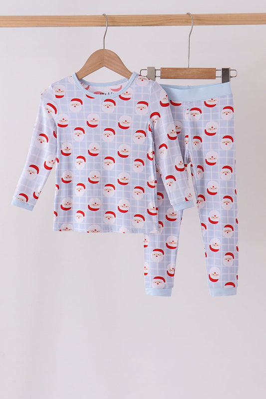 Blue Santa Claus Bamboo Pajama Set