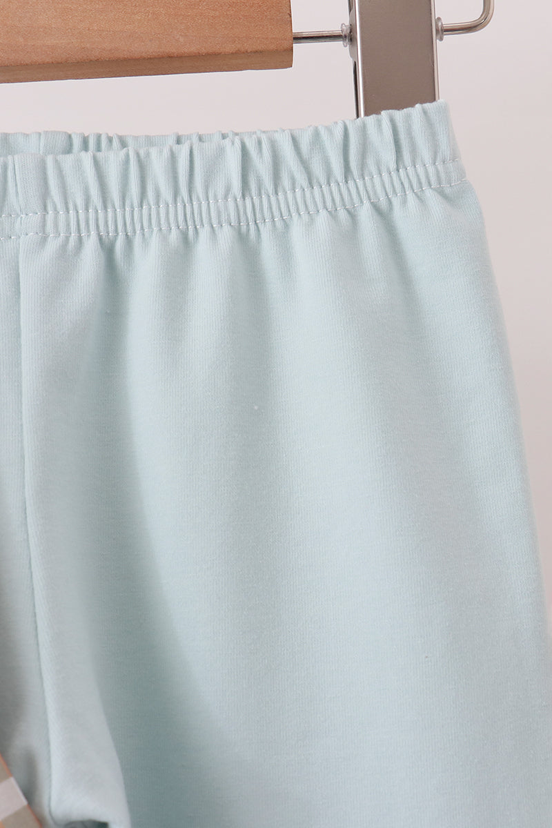 Khaki Turkey Bow Embroidery Pants Set