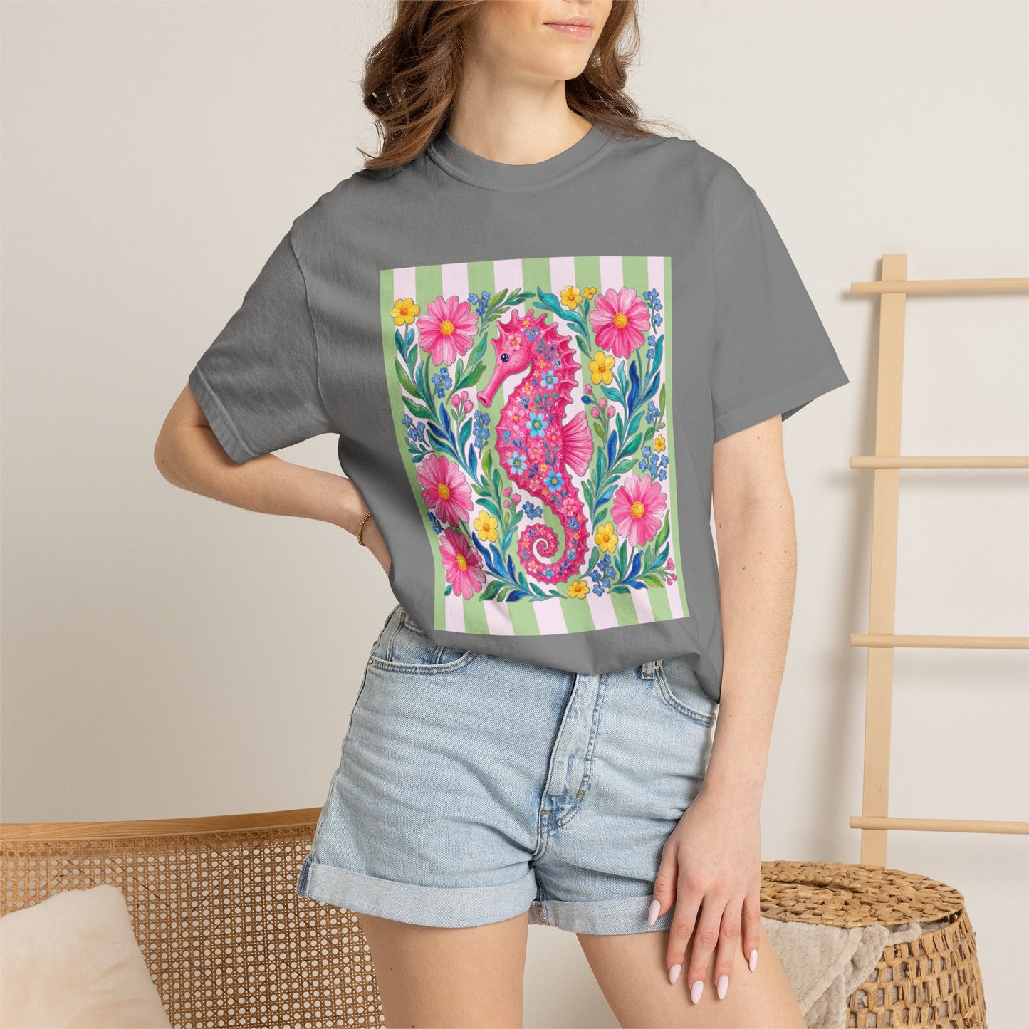 Comfort Colors Seahorse Floral T-Shirt