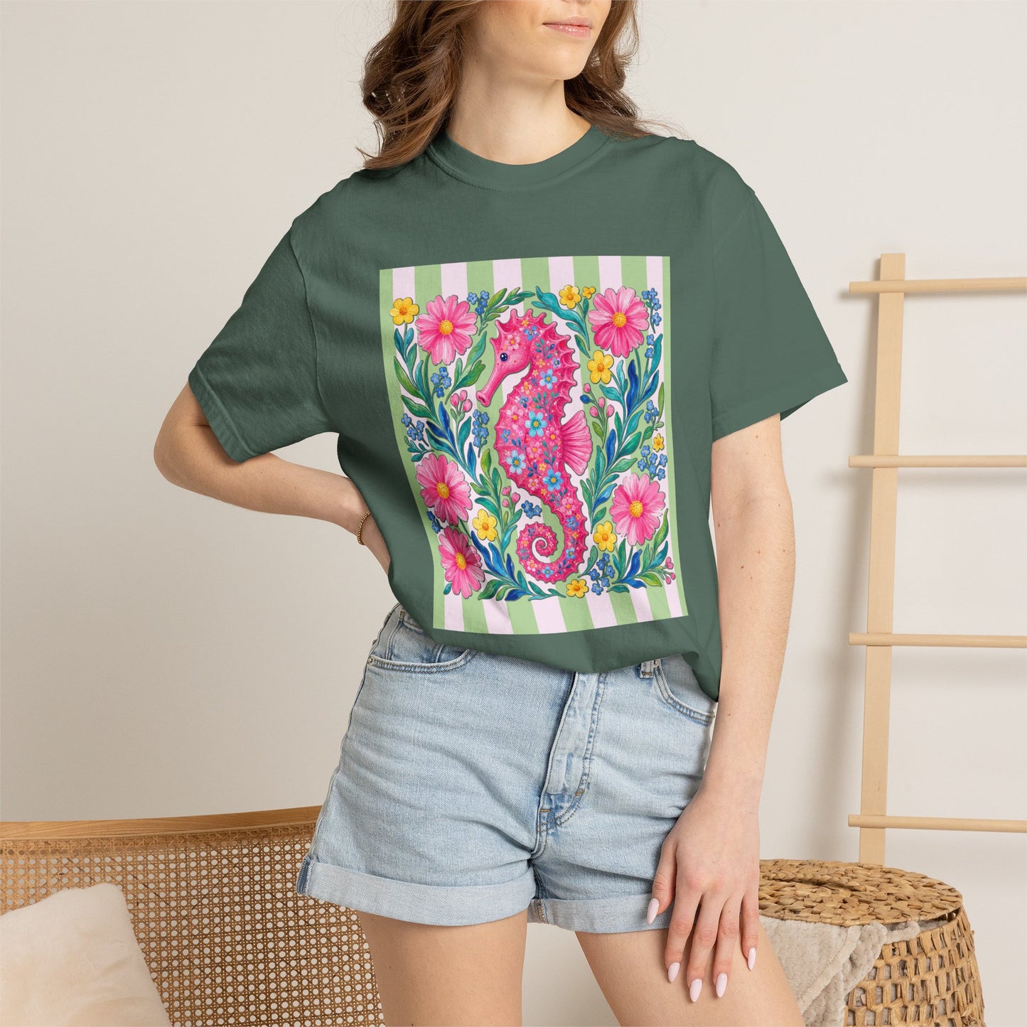 Comfort Colors Seahorse Floral T-Shirt
