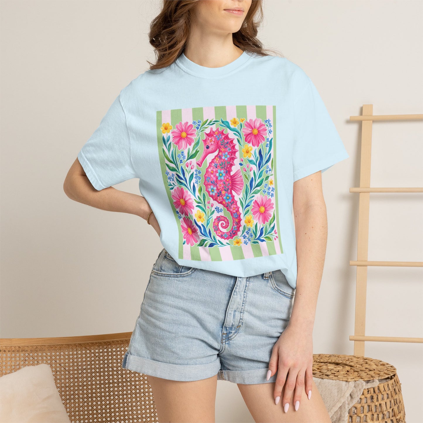 Comfort Colors Seahorse Floral T-Shirt