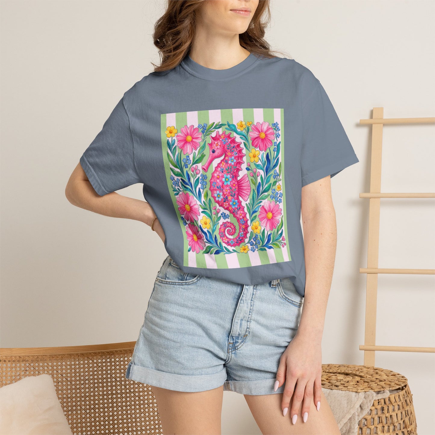 Comfort Colors Seahorse Floral T-Shirt