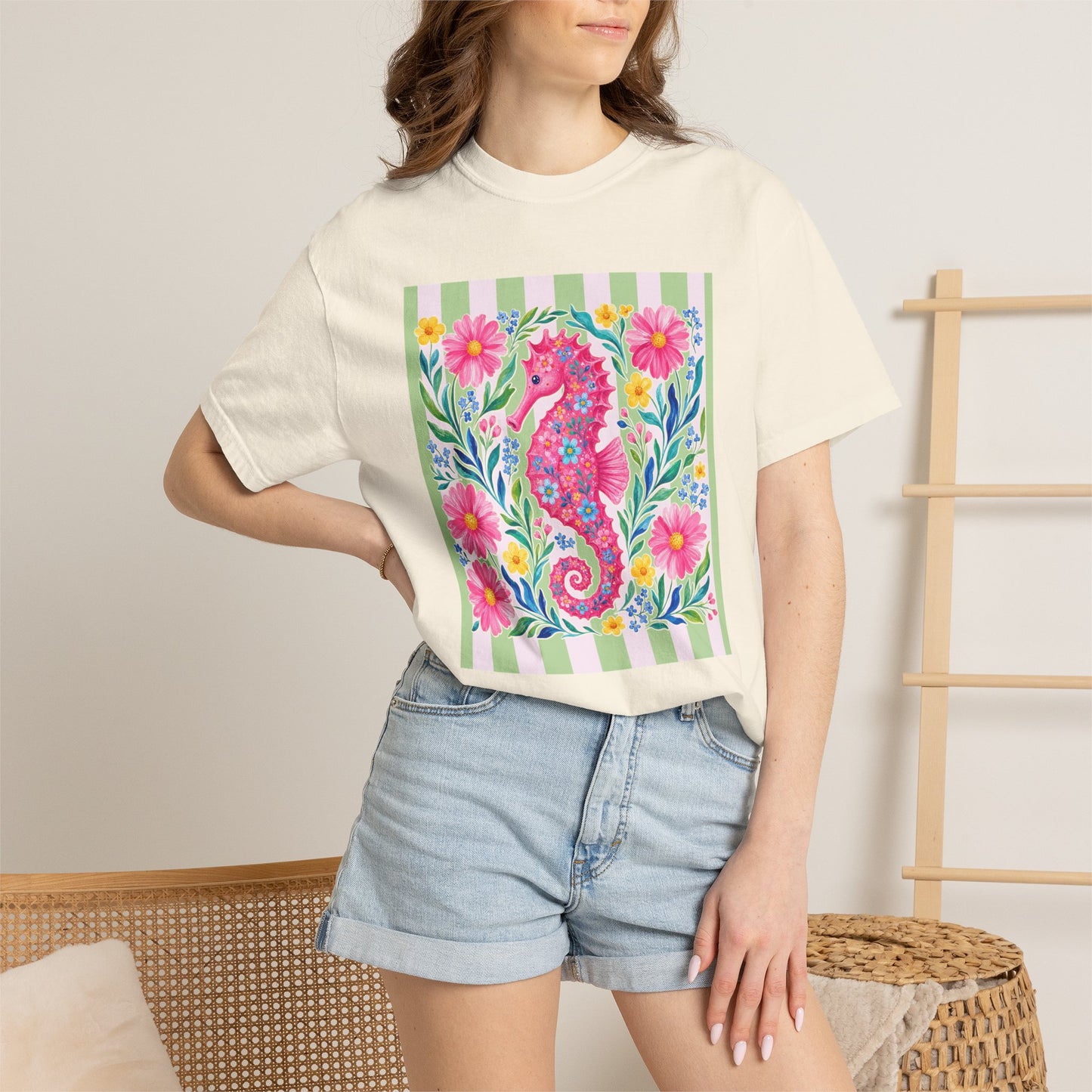 Comfort Colors Seahorse Floral T-Shirt