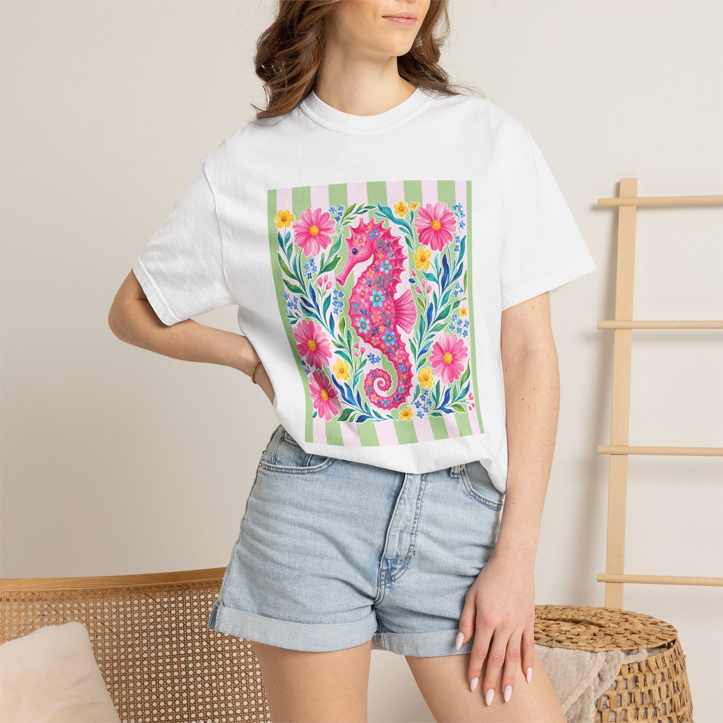 Comfort Colors Seahorse Floral T-Shirt