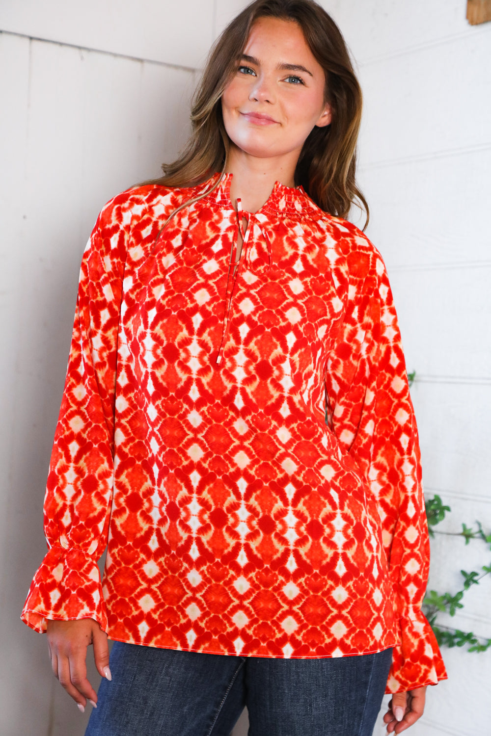 Red Hot Ruffles Woven Blouse