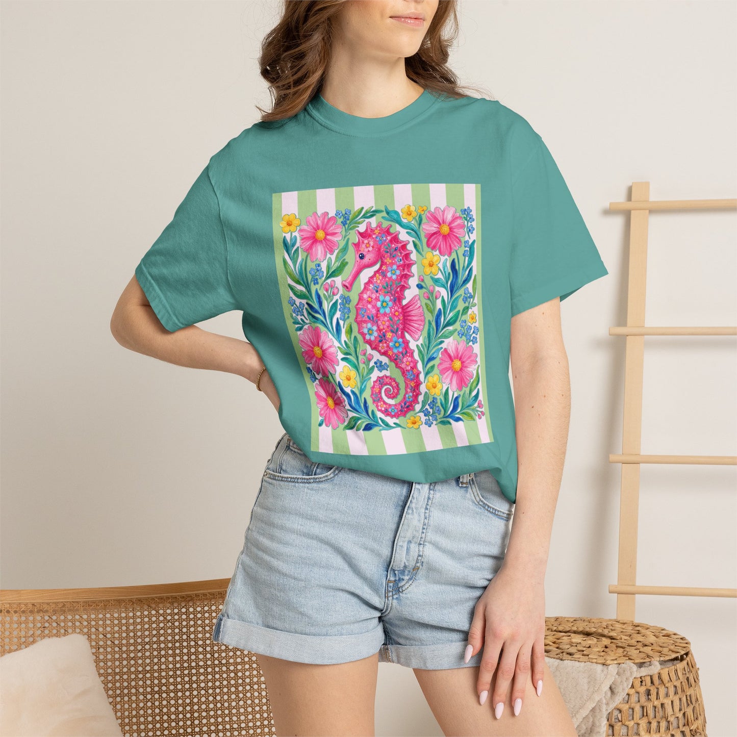 Comfort Colors Seahorse Floral T-Shirt
