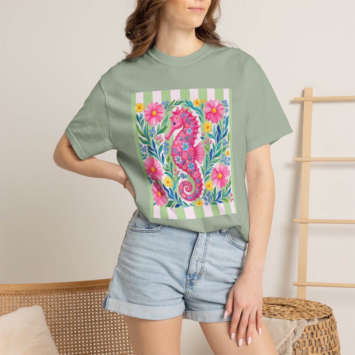 Comfort Colors Seahorse Floral T-Shirt