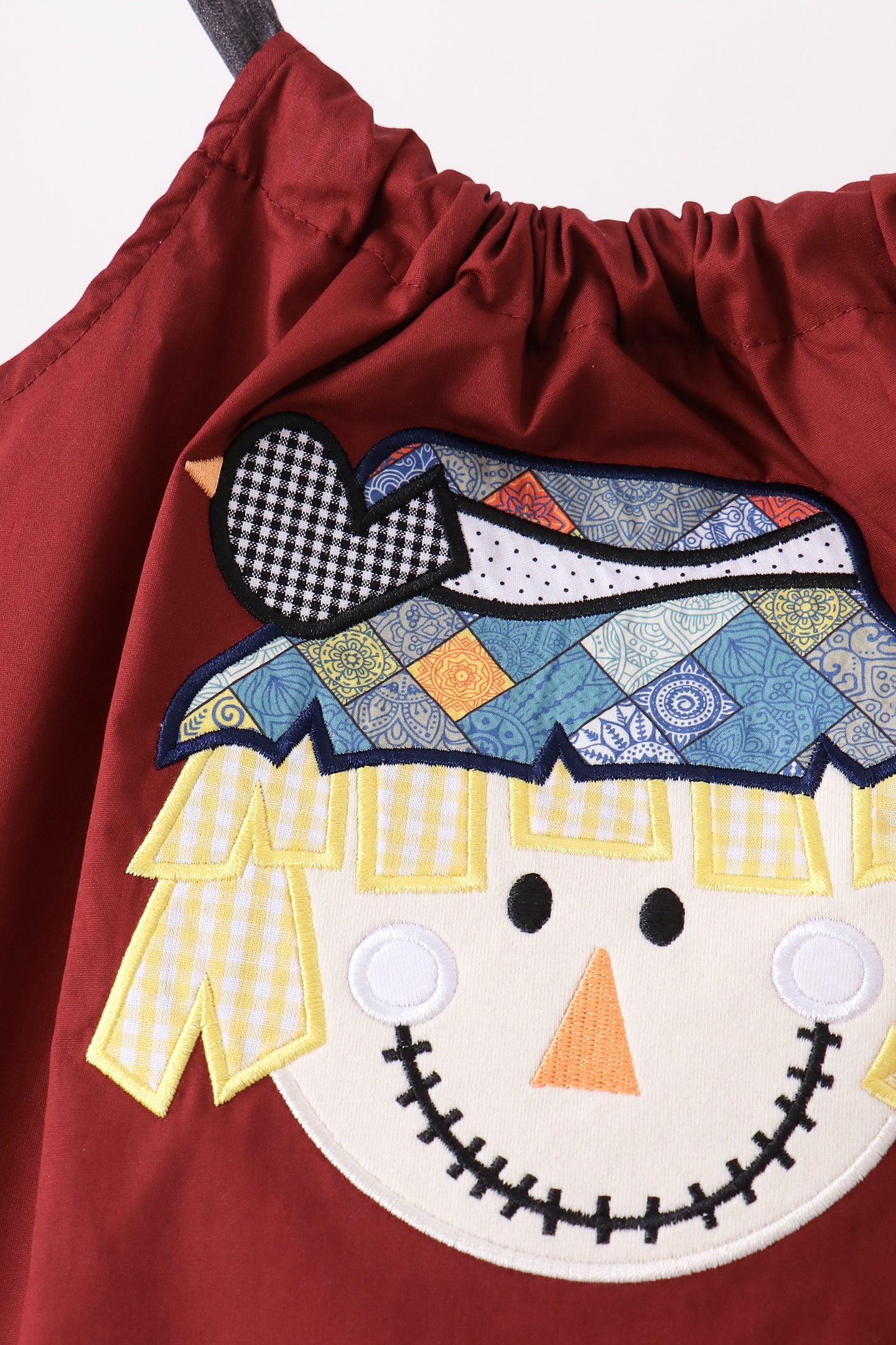 Maroon Scarecrow Embroidery Bloomer Set