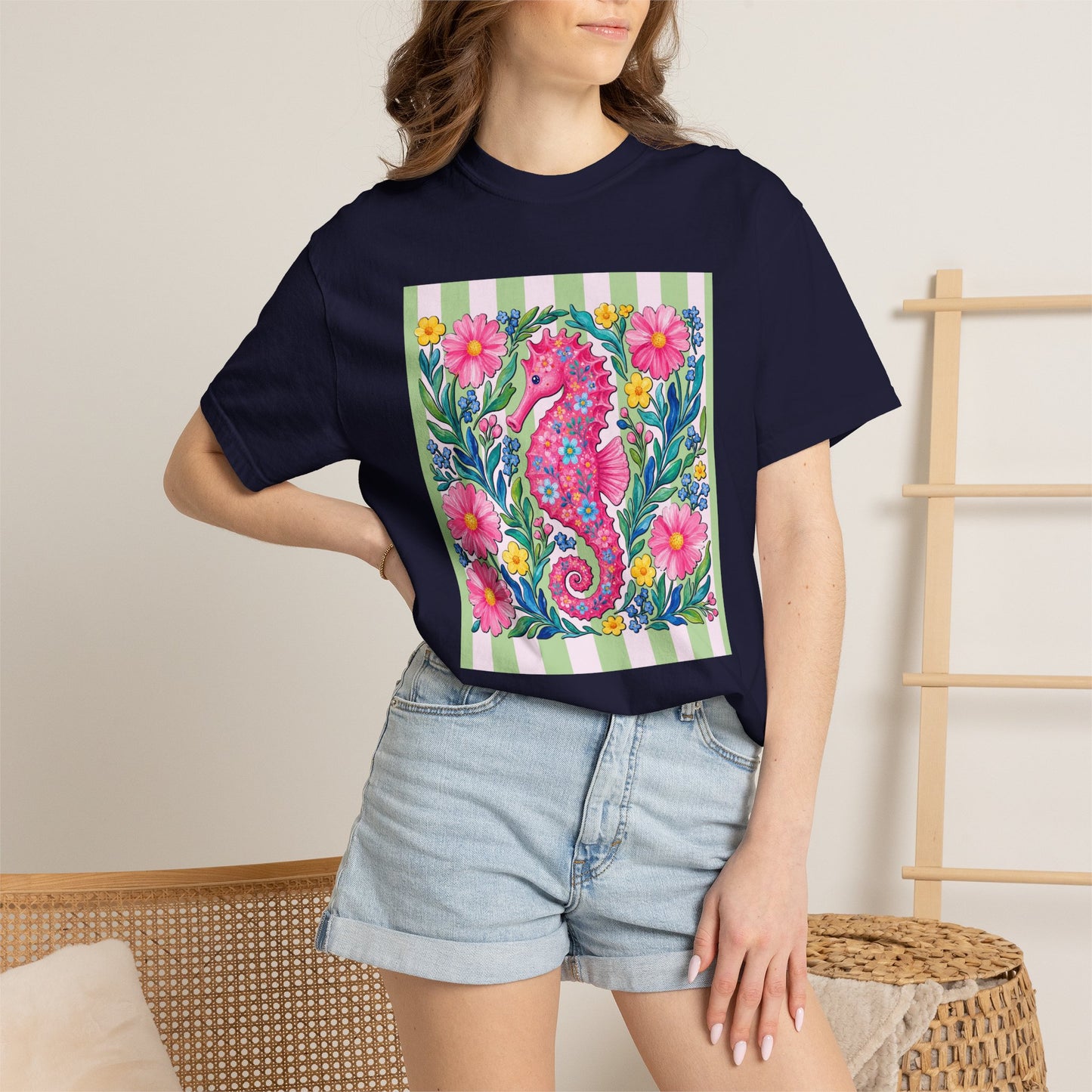 Comfort Colors Seahorse Floral T-Shirt