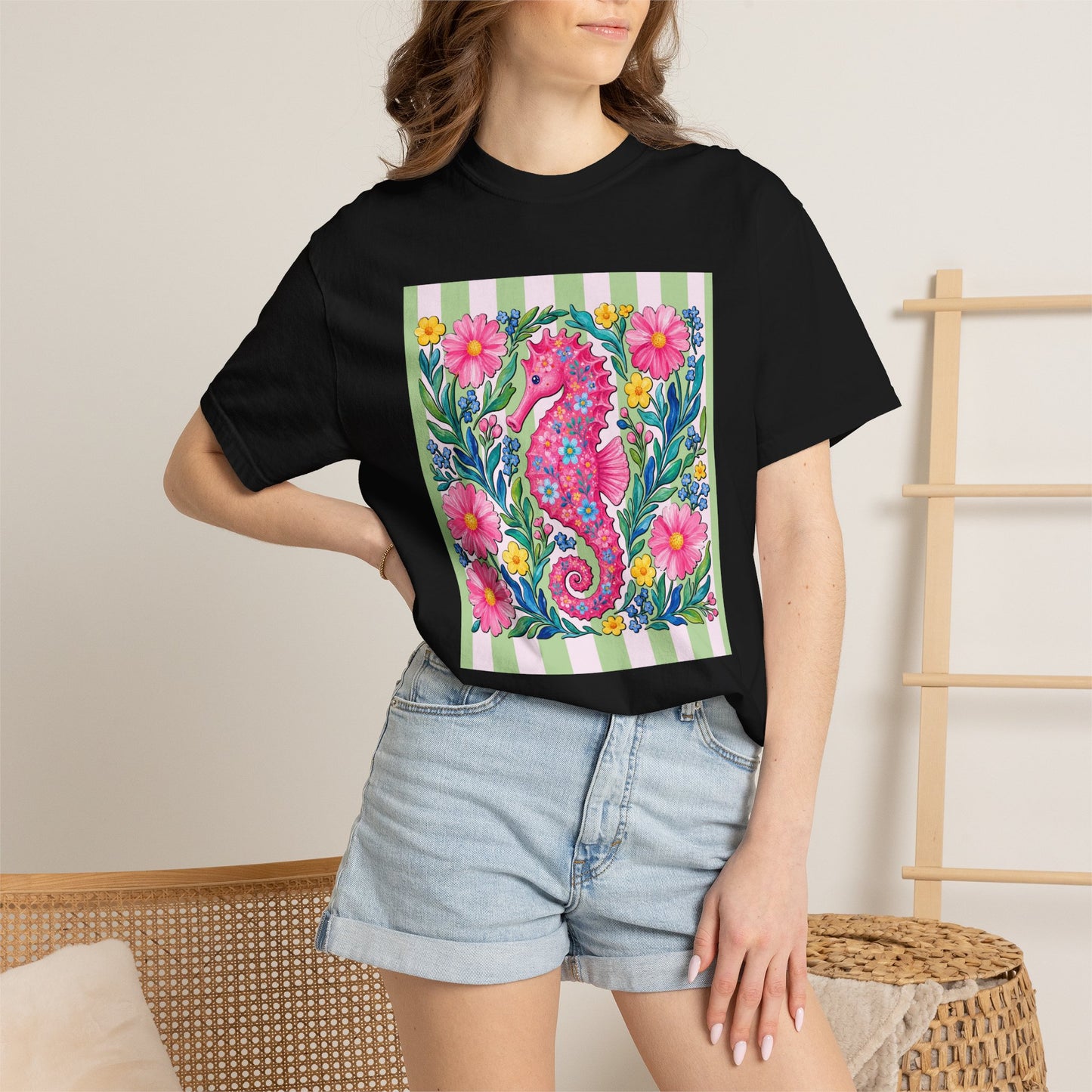 Comfort Colors Seahorse Floral T-Shirt