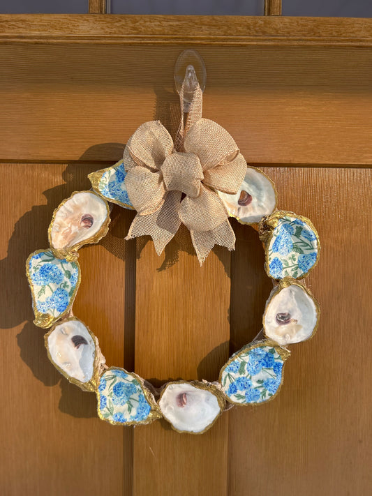 Blue hydrangea oyster wreath