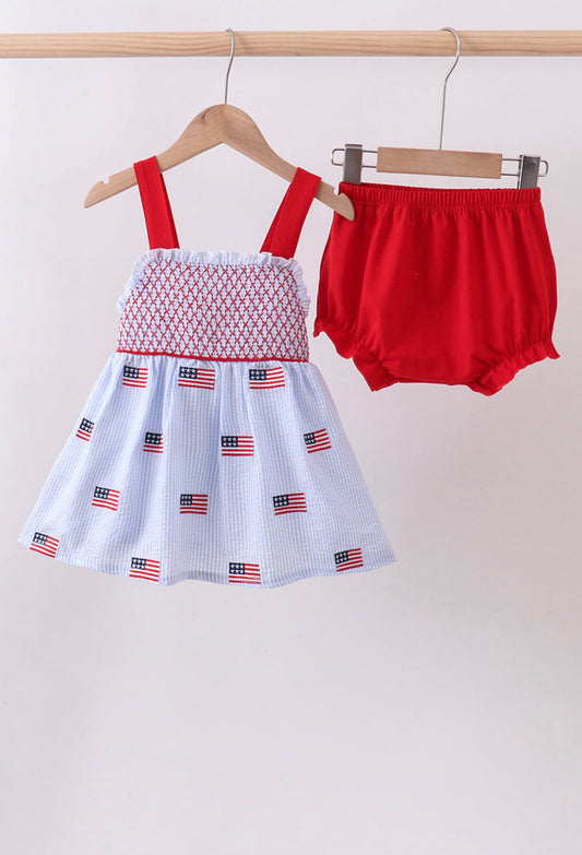 Flag embroidery seersucker set