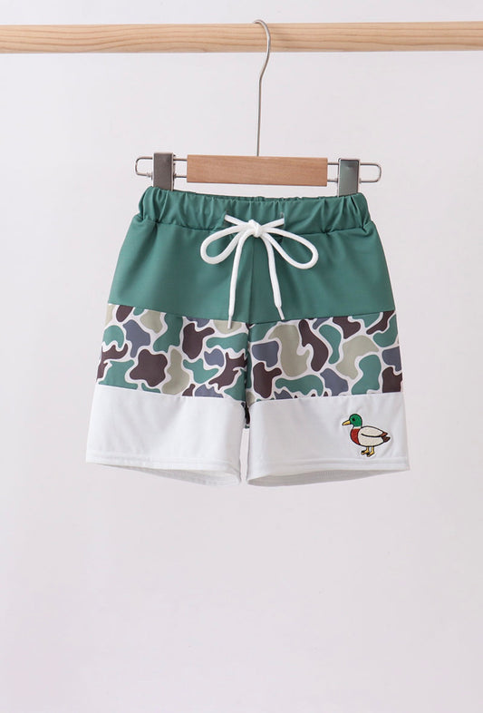 Camo duck embroidery swim trunks