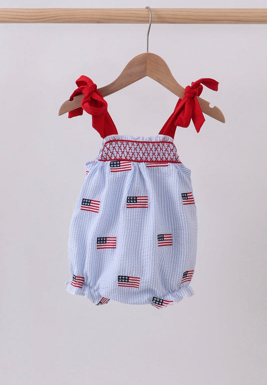 Flag embroidery seersucker bubble