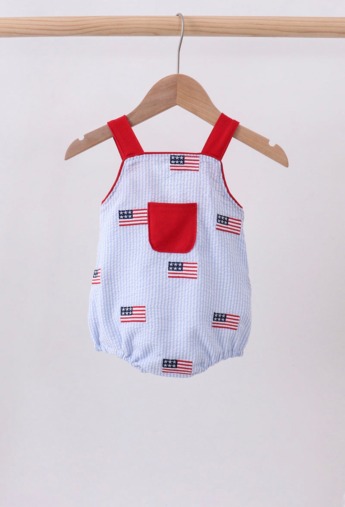 Flag embroidery seersucker bubble