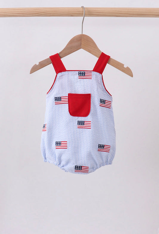 Flag embroidery seersucker bubble