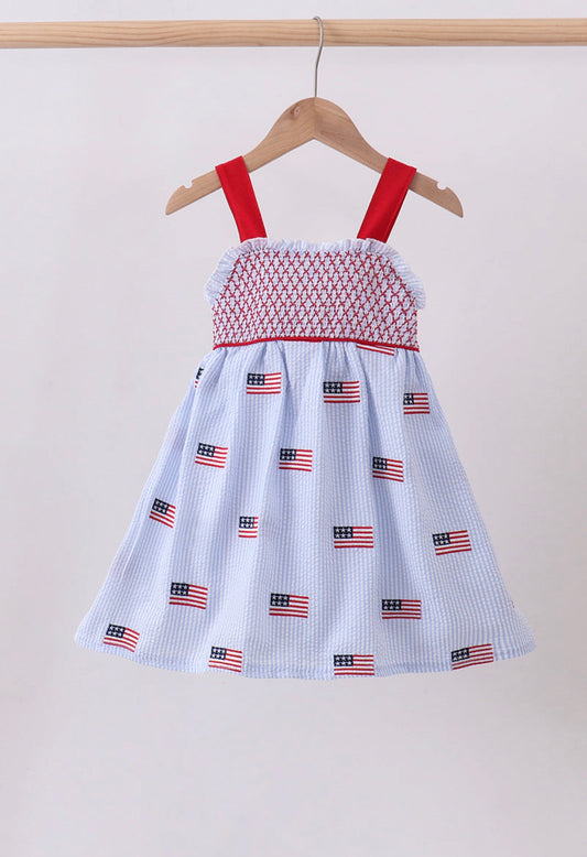 Flag embroidery seersucker dress