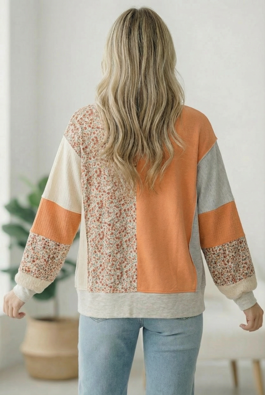 Orange Creamsicle Colorblock Pullover