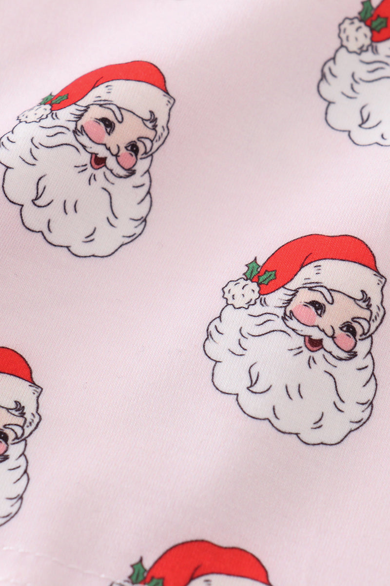 Pink santa print girl pajamas