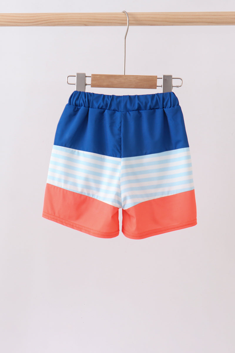 Fish embroidery swim trunks