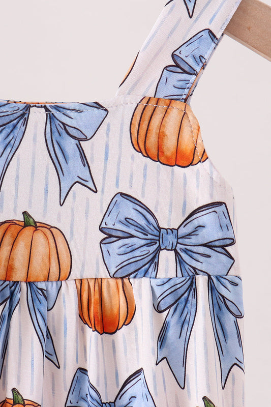 Blue Pumpkin Bow Bamboo Bubble