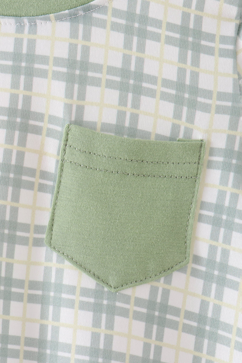 Sage plaid pocket bubble